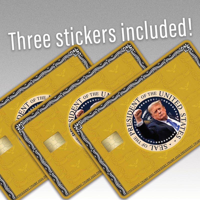 KCD Donald Trump Credit Card Skin Sticker – 3 Pack – Gold, Silver, Black Wrap Cover Decal – Donald J. Trump Face Design – MAGA Wallet Accessory – Trump Supporter Gift - CCS024 (Gold) - Image 3